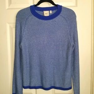 Striped Crew-neck Knit in Blue & White